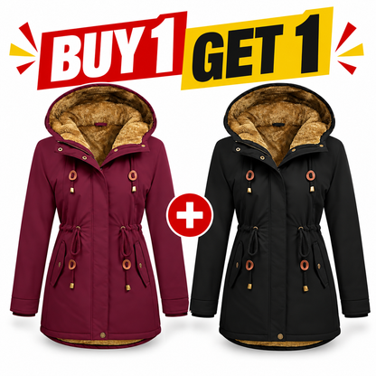 🔥Black Friday Sale!Women's Fleece Parka Jacket, Hooded, Long Warm