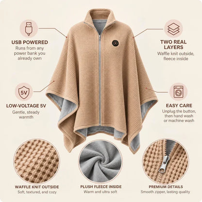 🔥 Black Friday Heated Wrap Cape – 3 Heat Levels + Power Bank