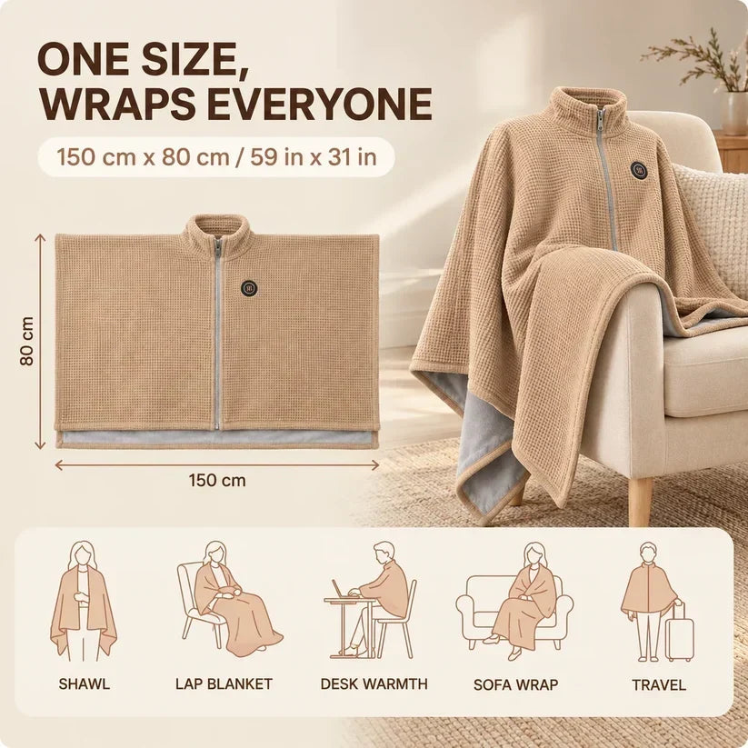 🔥 Black Friday Heated Wrap Cape – 3 Heat Levels + Power Bank