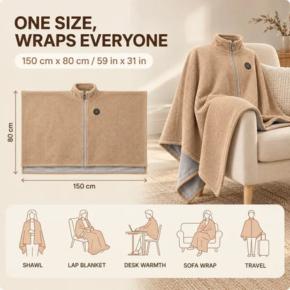 🔥 Black Friday Heated Wrap Cape – 3 Heat Levels + Power Bank