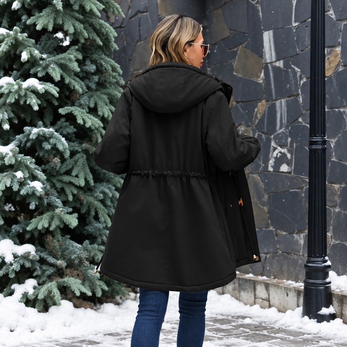 🔥Black Friday Sale!Women's Fleece Parka Jacket, Hooded, Long Warm