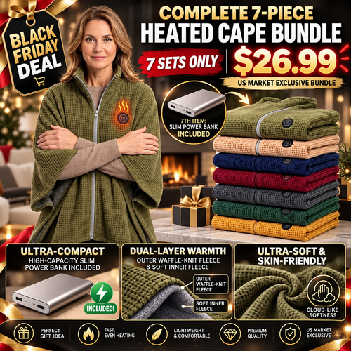 🔥 Black Friday Heated Wrap Cape – 3 Heat Levels + Power Bank